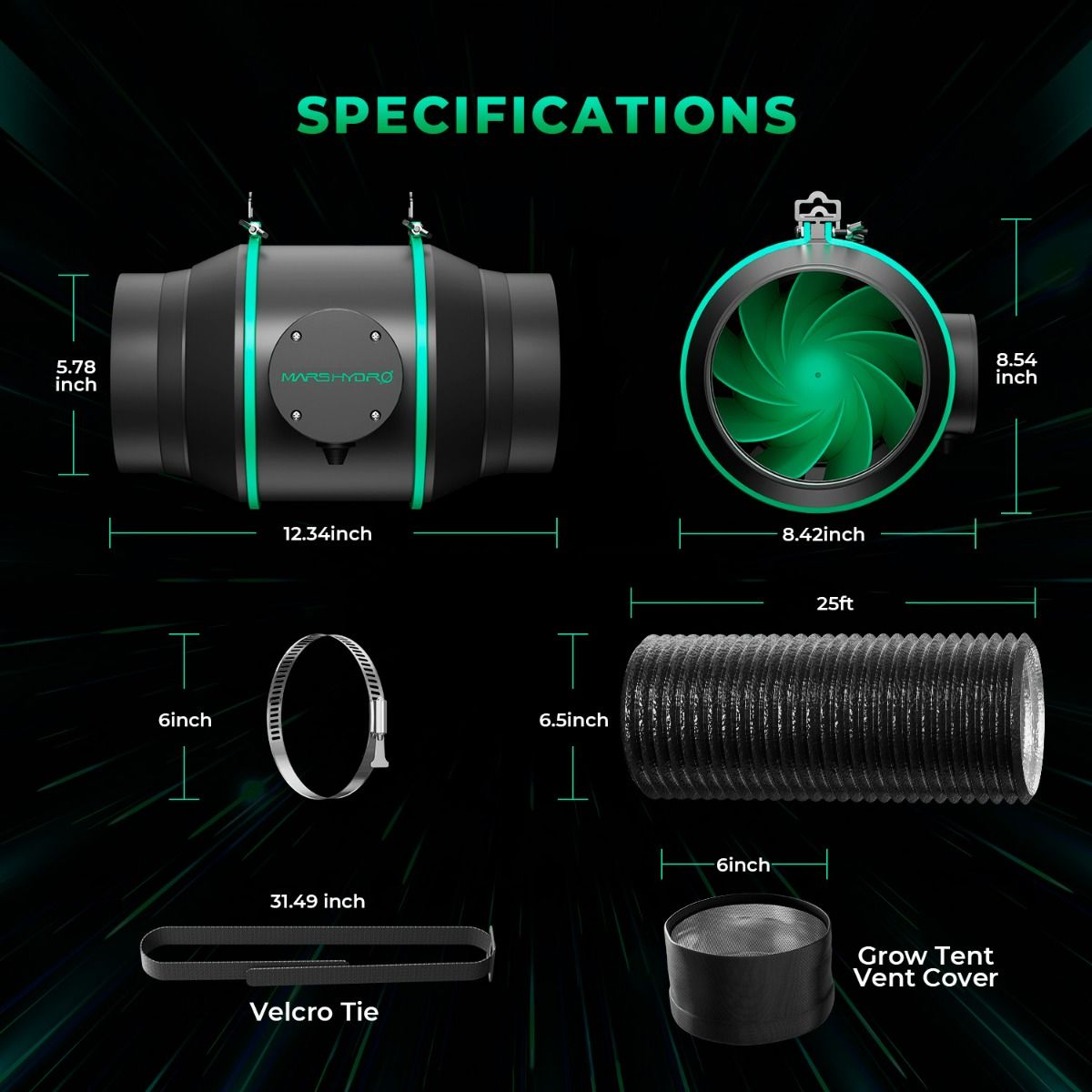 Mars Hydro iFresh 6" Complete Fan Kit | 402 CFM, 32 dBA EC Motor - image 6