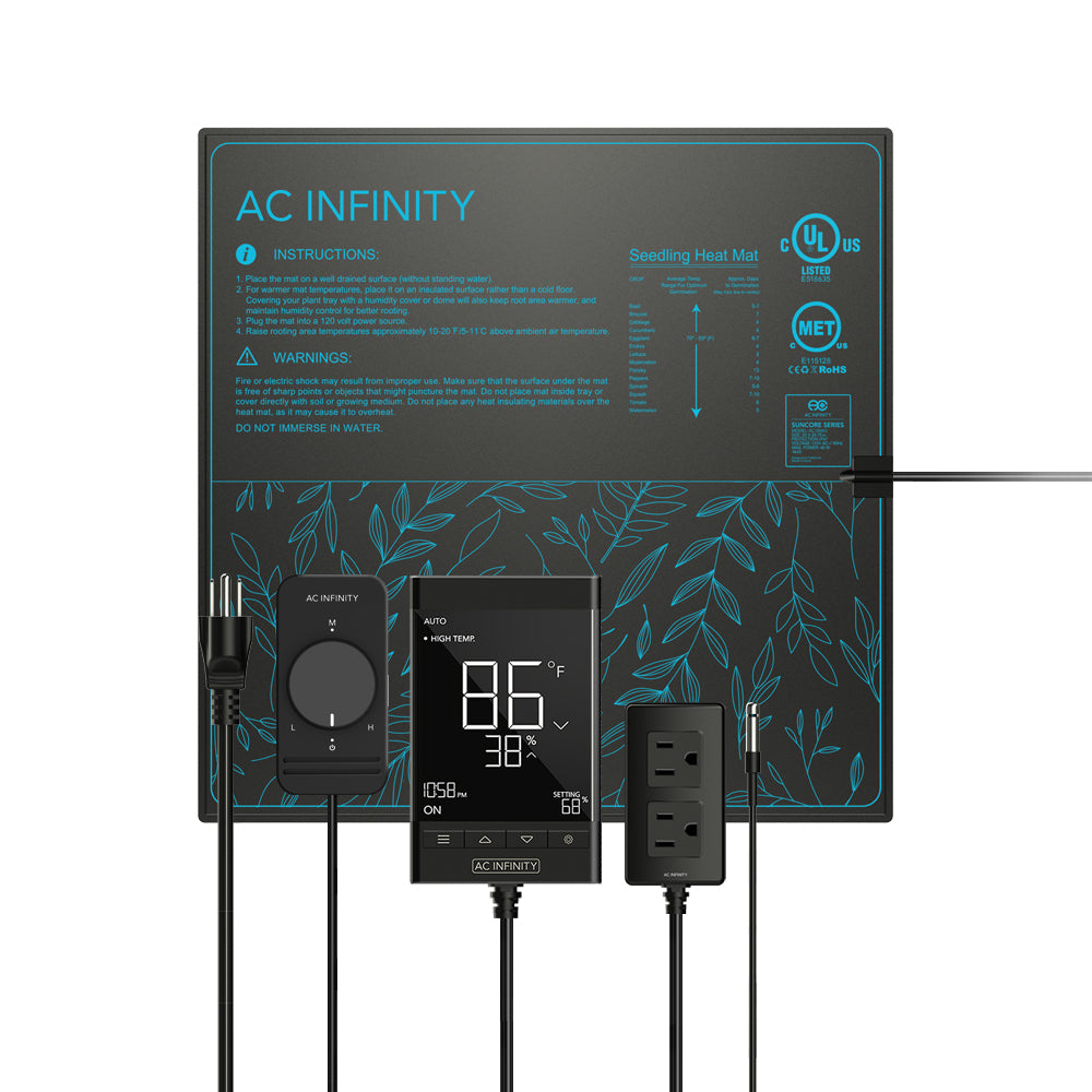 AC Infinity SUNCORE T5 |  Seedling Heat Mat |  Digital Thermostat with Heat Controller |  20" x 20.75" - CannaFull Spectrum Solutions