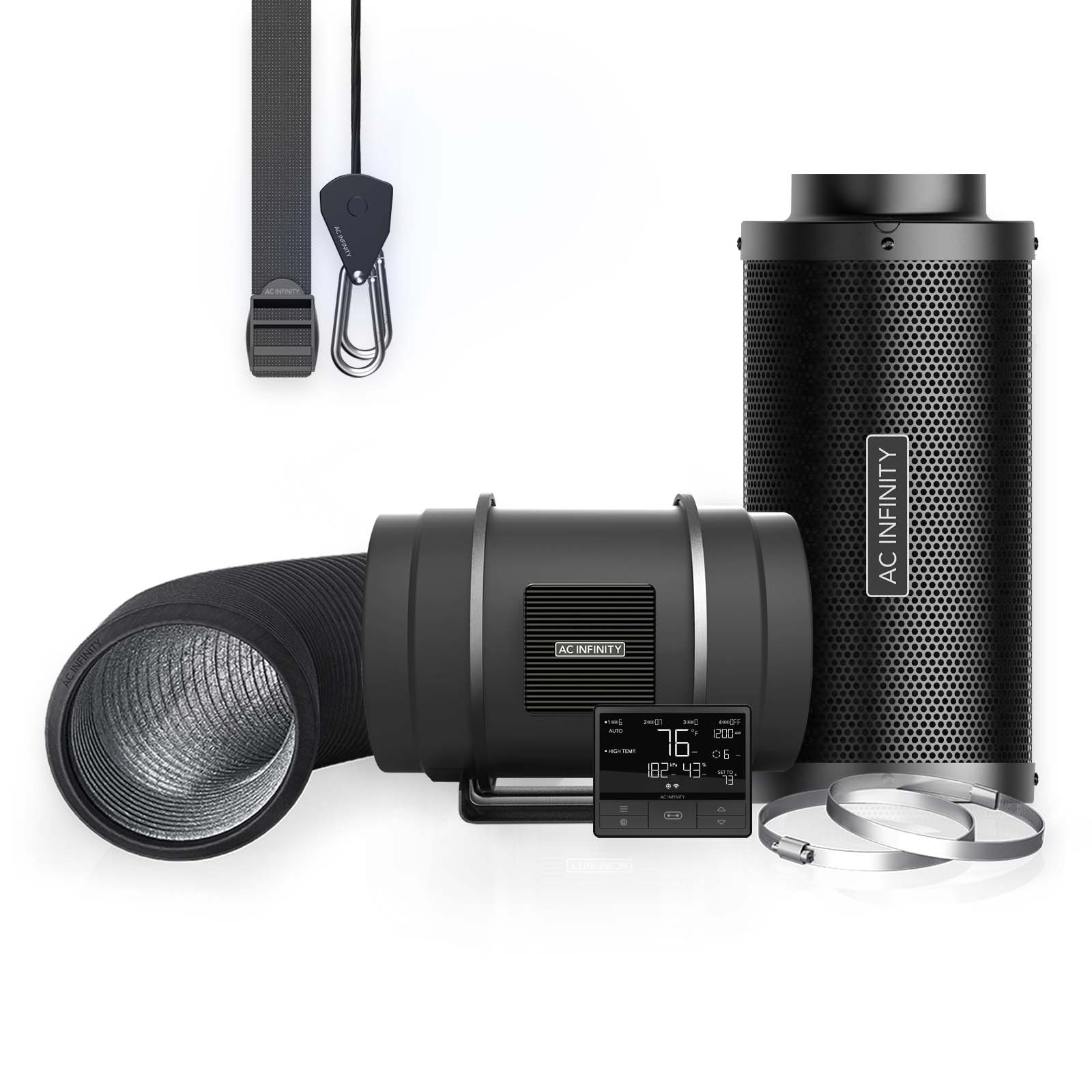 AC Infinity Air Filtration Kit PRO 8" |  Inline Fan with Smart Controller |  Carbon Filter & Ducting Combo - CannaFull Spectrum Solutions