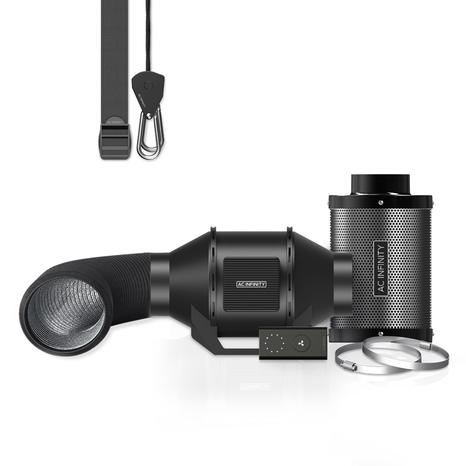 AC Infinity Air Filtration Kit 4” |  Inline Fan with Speed Controller |  Carbon Filter & Ducting Combo - CannaFull Spectrum Solutions