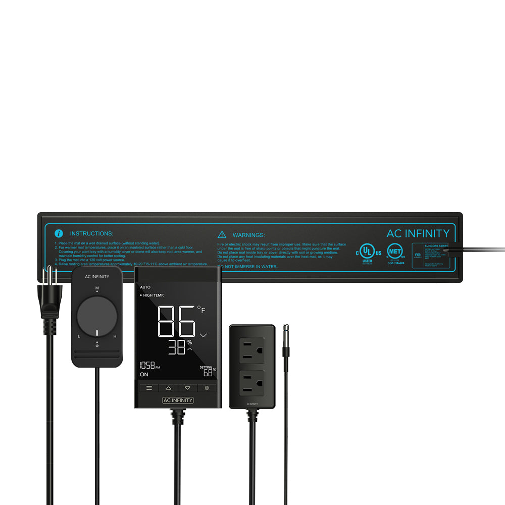 AC Infinity SUNCORE T1 |  Seedling Heat Mat |  Digital Thermostat with Heat Controller |  3" x 20" - CannaFull Spectrum Solutions