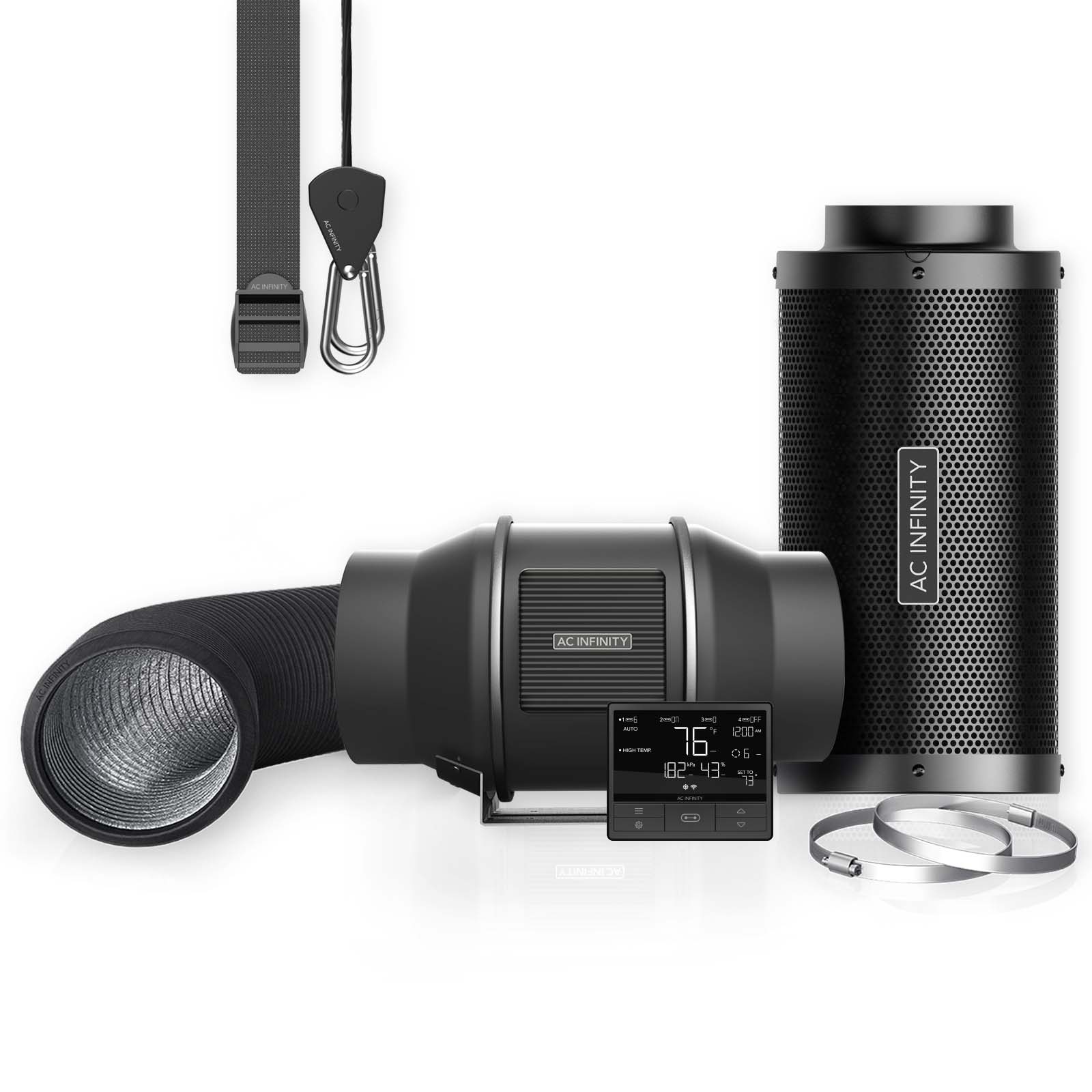 AC Infinity Air Filtration Kit PRO 6" |  Inline Fan with Smart Controller |  Carbon Filter & Ducting Combo - CannaFull Spectrum Solutions
