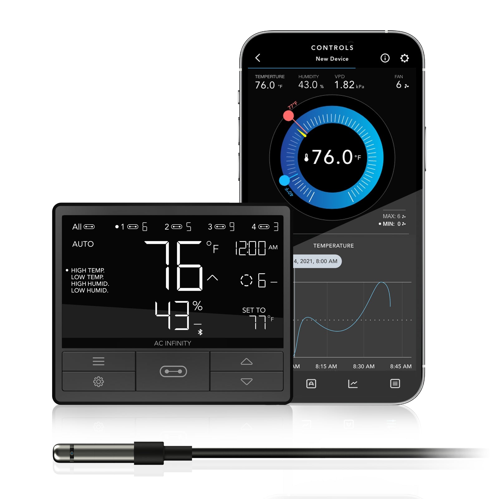 AC Infinity CONTROLLER 69 |  Independent Programs for Four Devices |  Dynamic Temperature |  Humidity |  Scheduling |  Cycles |  Levels Control |  Data App |  Bluetooth - CannaFull Spectrum Solutions