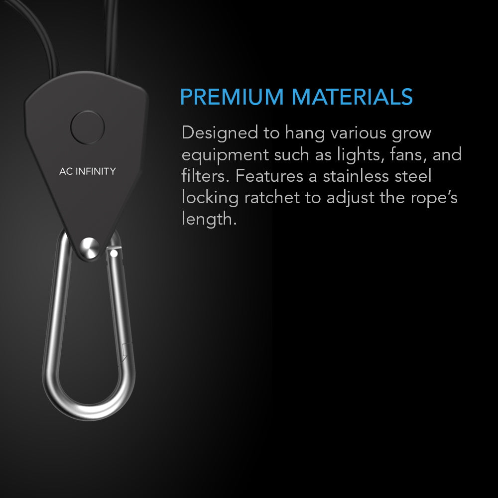AC Infinity Heavy-Duty Adjustable Rope Clip Hanger |  Two Pairs - CannaFull Spectrum Solutions