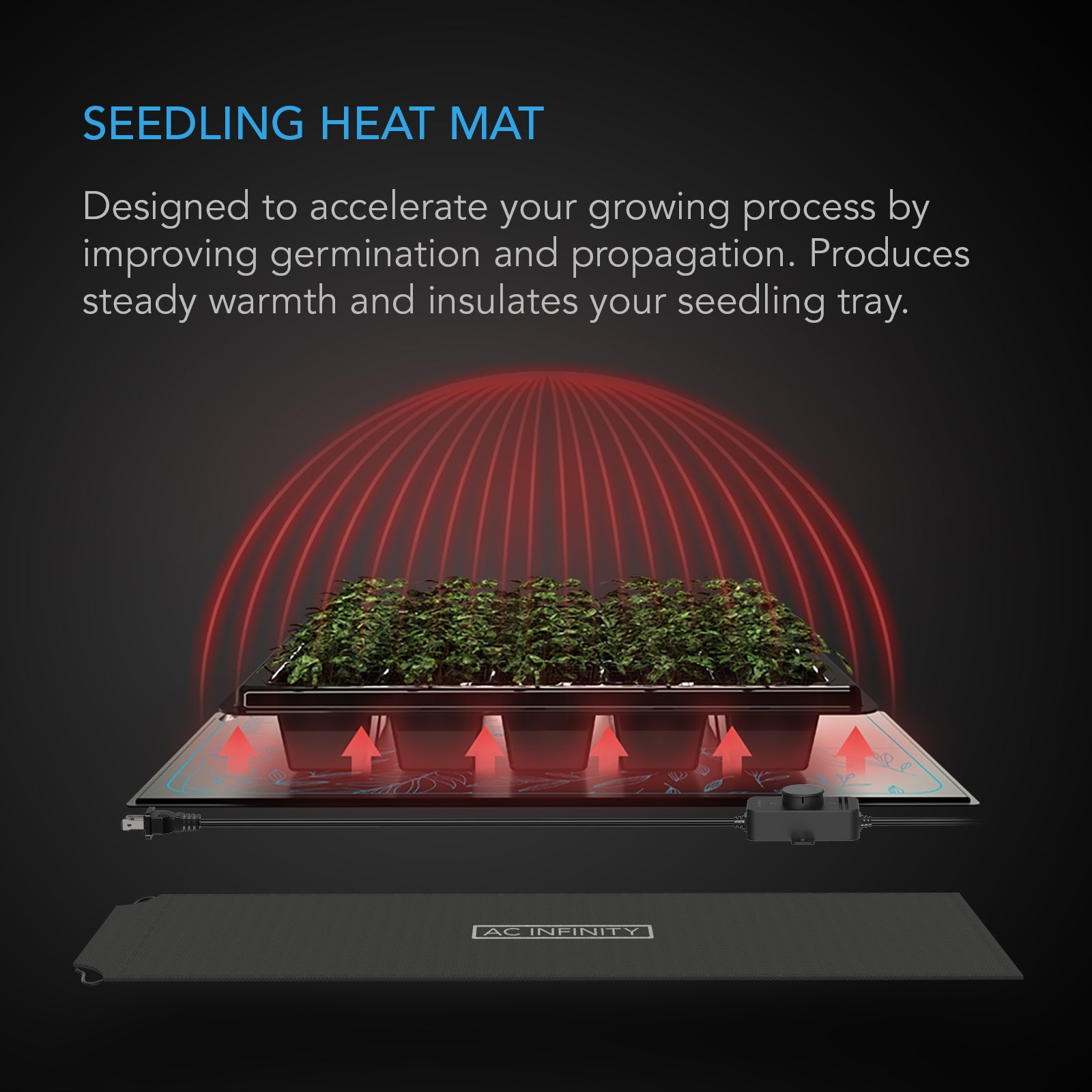 AC Infinity SUNCORE S3 |  Seedling Heat Mat with Heat Controller |  IP-67 Waterproof |  10" x 20.75" - CannaFull Spectrum Solutions