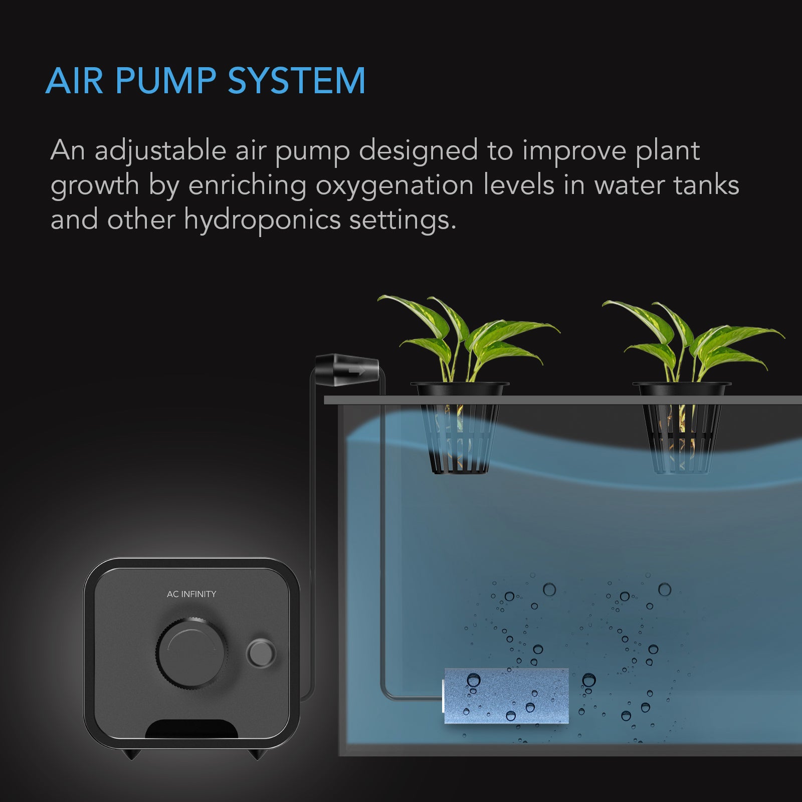 AC Infinity Hydroponics Air Pump |  One-Outlet Pumping Kit |  24 GPH (1.5 L/M) - CannaFull Spectrum Solutions