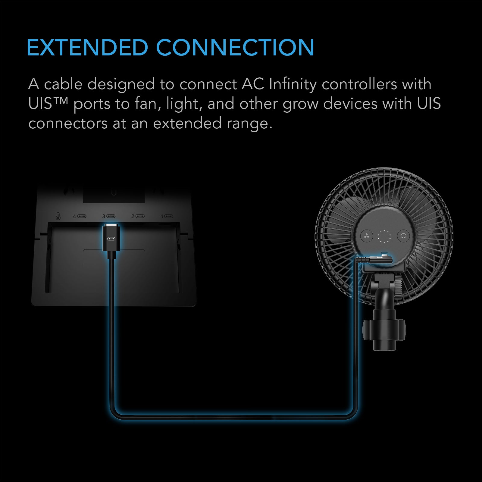 AC Infinity UIS to UIS Extension Cable |  L-Shaped Male to Male |  10 ft. - CannaFull Spectrum Solutions