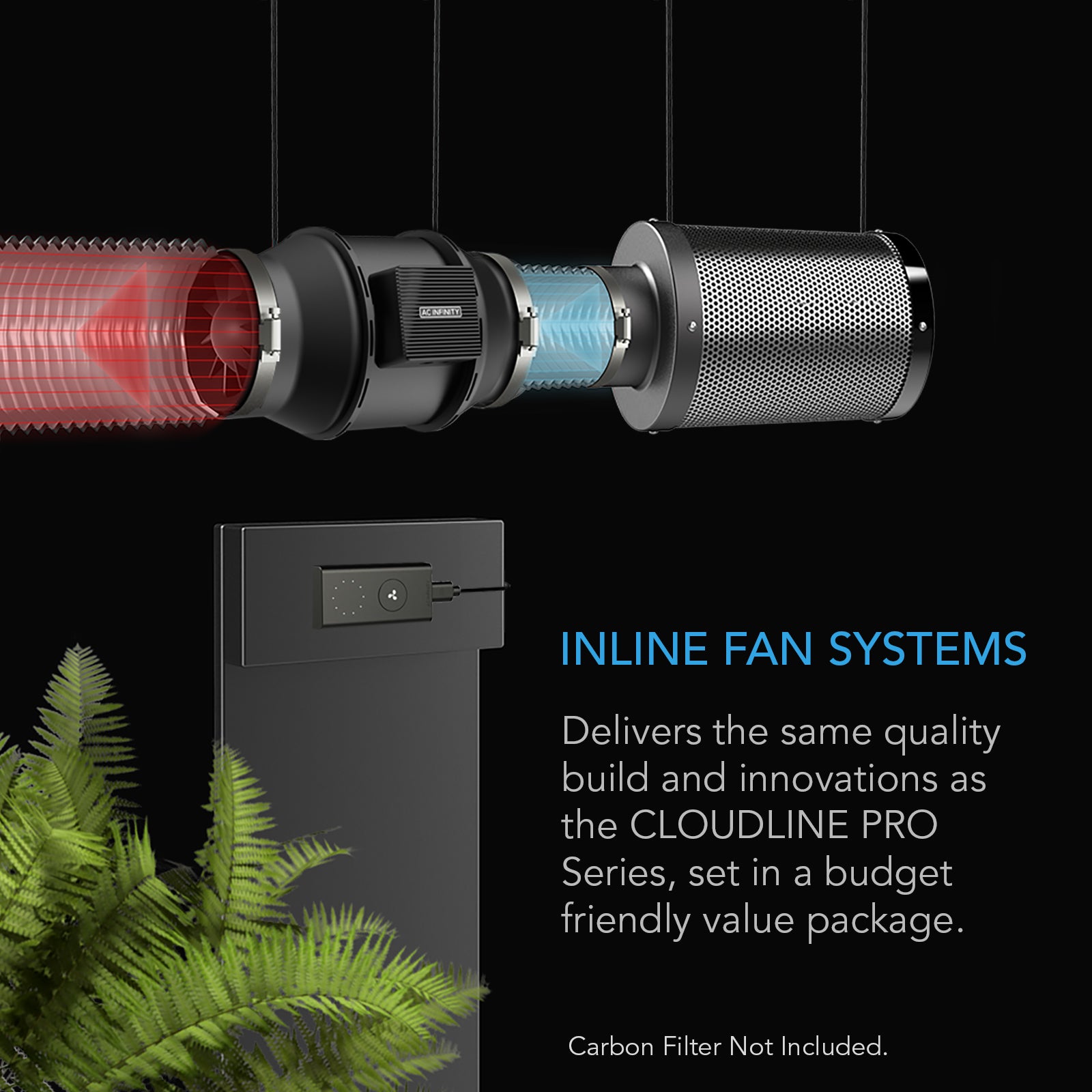 AC Infinity CLOUDLINE A4 |  Quiet Inline Fan with Speed Controller |  4-Inch - CannaFull Spectrum Solutions
