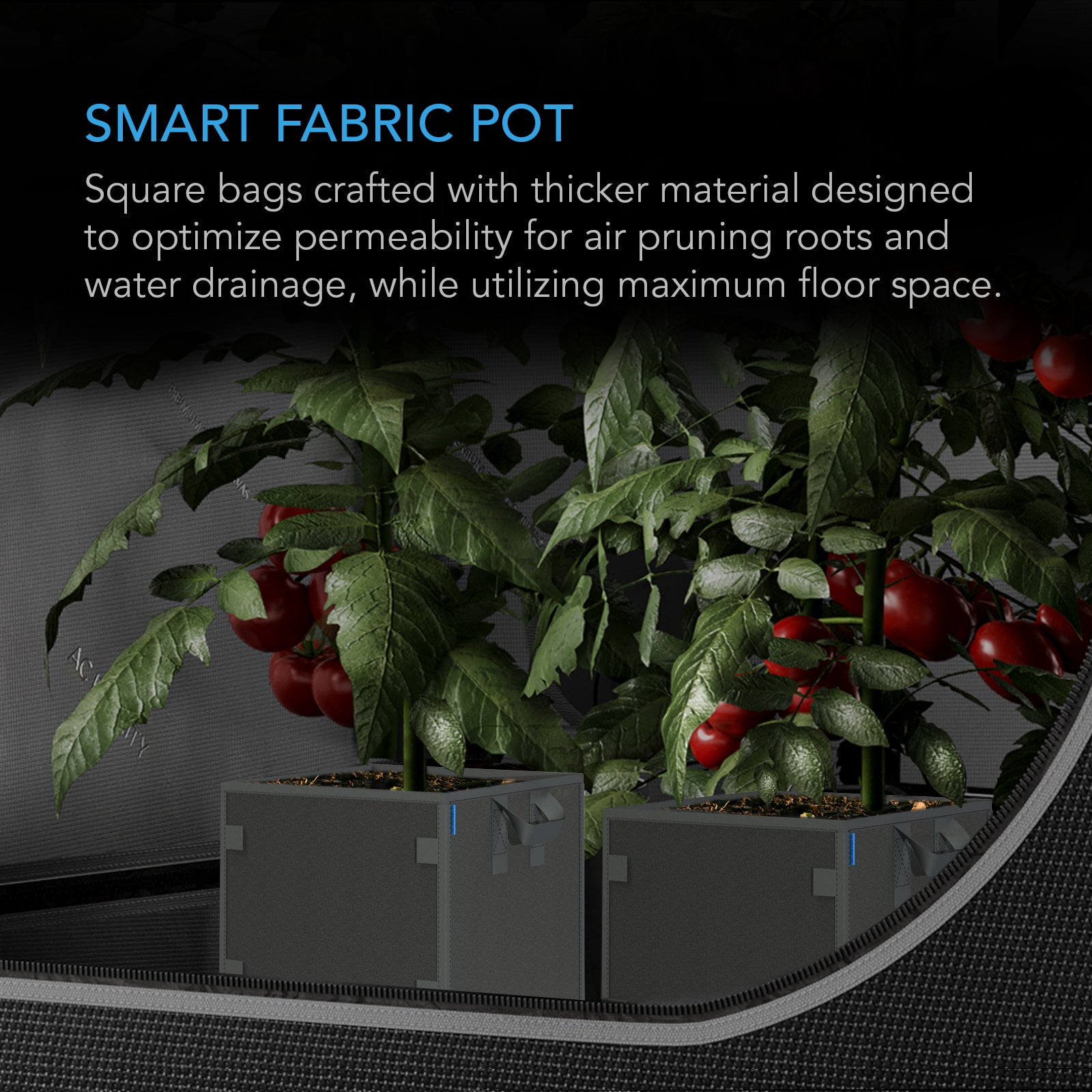 AC Infinity Heavy Duty Reusable Square Fabric Pots |   7 Gallon |  5-Pack - CannaFull Spectrum Solutions
