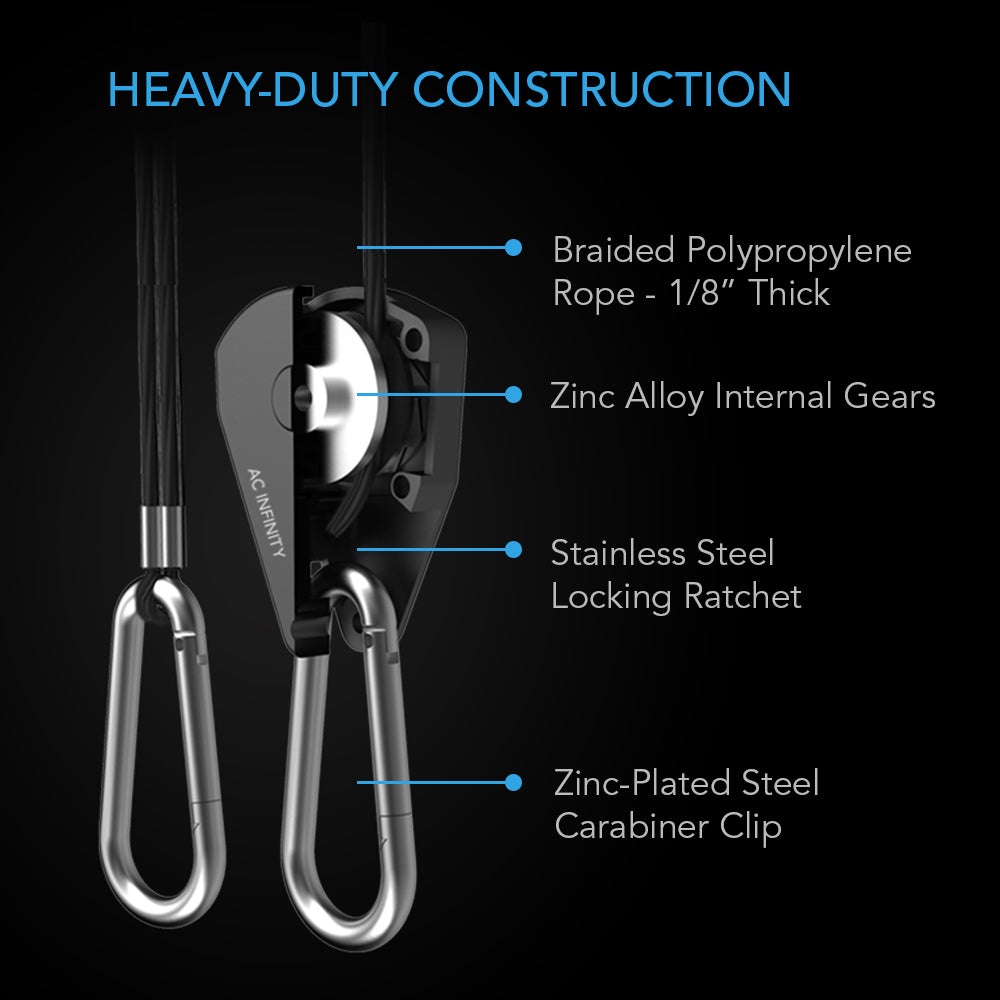 AC Infinity Heavy-Duty Adjustable Rope Clip Hanger |  One Pair - CannaFull Spectrum Solutions