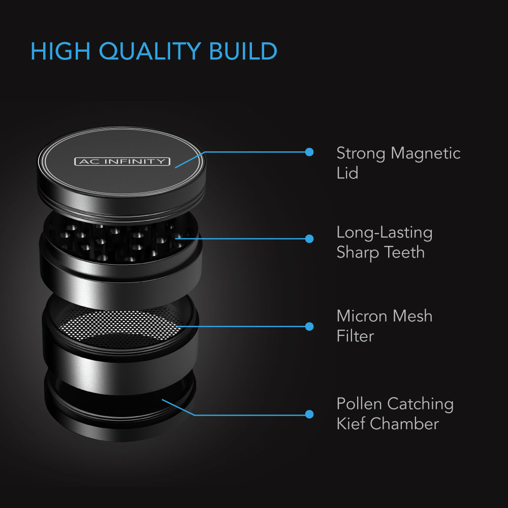 AC Infinity 3-Chamber Spice Grinder |  Black |  2.5-Inch - CannaFull Spectrum Solutions