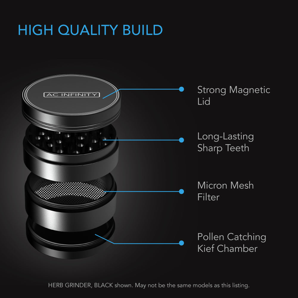 AC Infinity 3-Chamber Spice Grinder |  Gunmetal |  2-Inch - CannaFull Spectrum Solutions