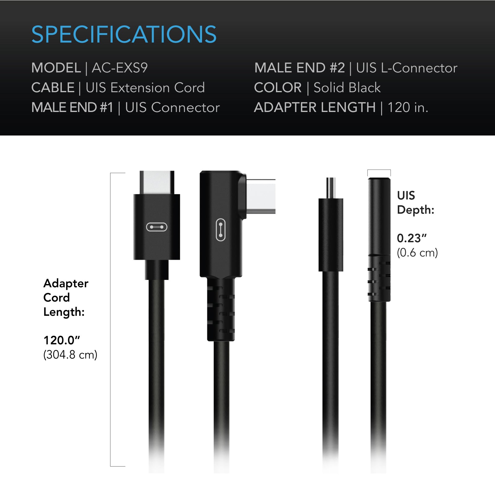 AC Infinity UIS to UIS Extension Cable |  L-Shaped Male to Male |  10 ft. - CannaFull Spectrum Solutions