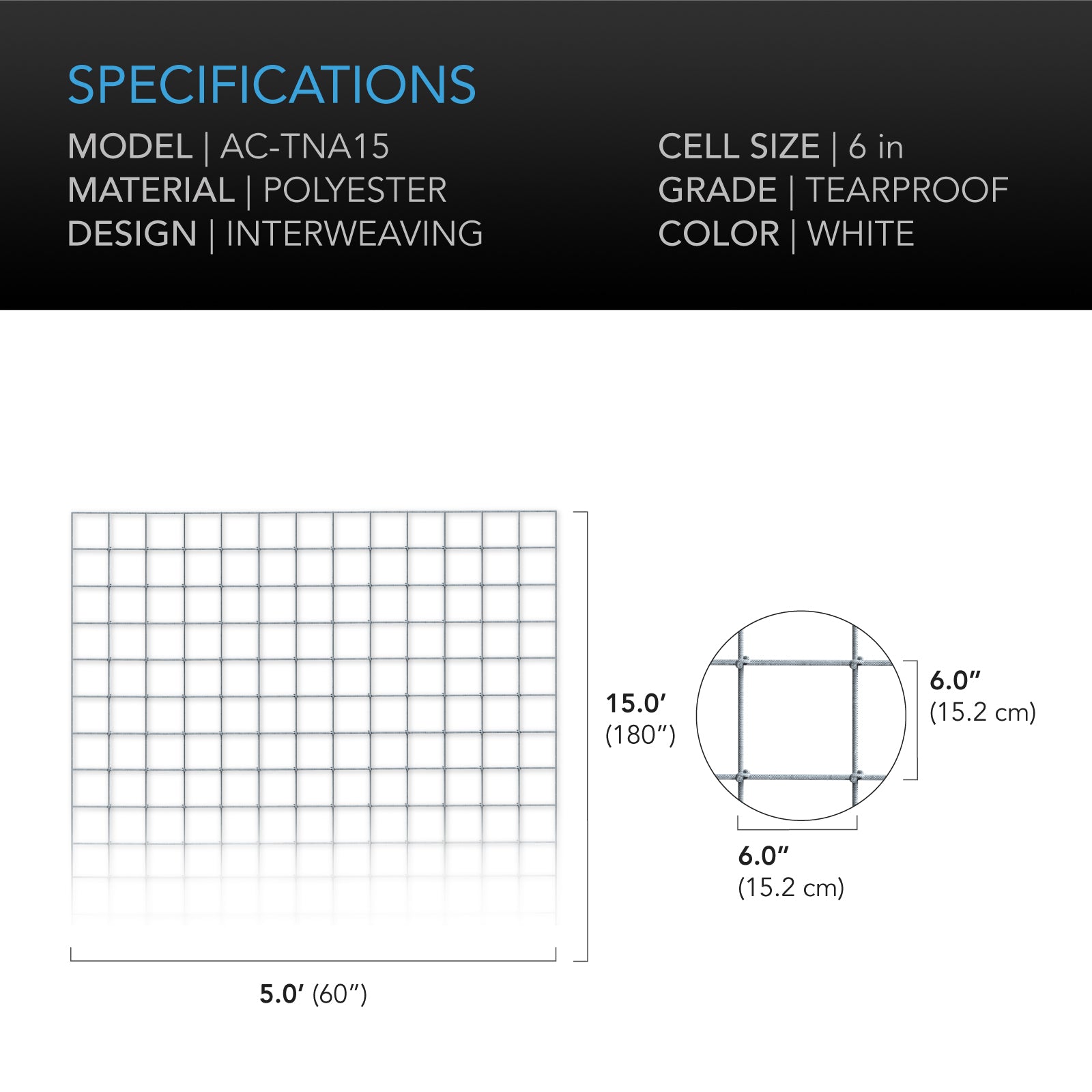 AC Infinity Polyester Plant Trellis Netting |  5x15' - CannaFull Spectrum Solutions
