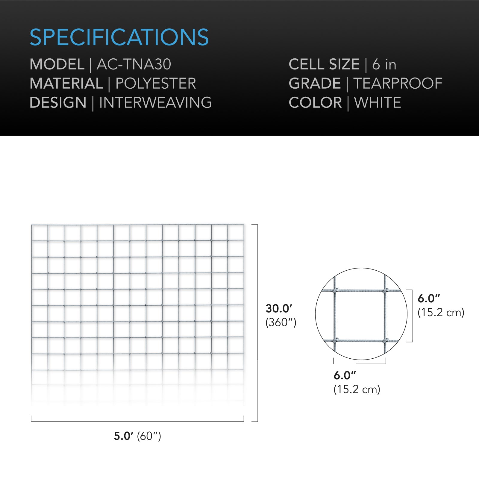AC Infinity Polyester Plant Trellis Netting |  5x30' - CannaFull Spectrum Solutions