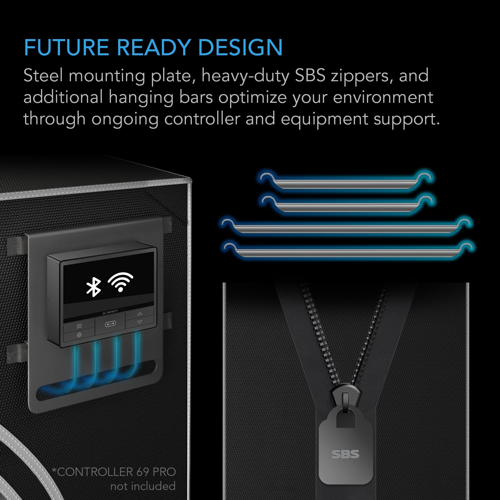 AC Infinity CLOUDLAB 743D |  2-in-1 Advance Grow Tent 4x3 |  2000D Mylar Canvas |  48" x 36" x 72" - CannaFull Spectrum Solutions