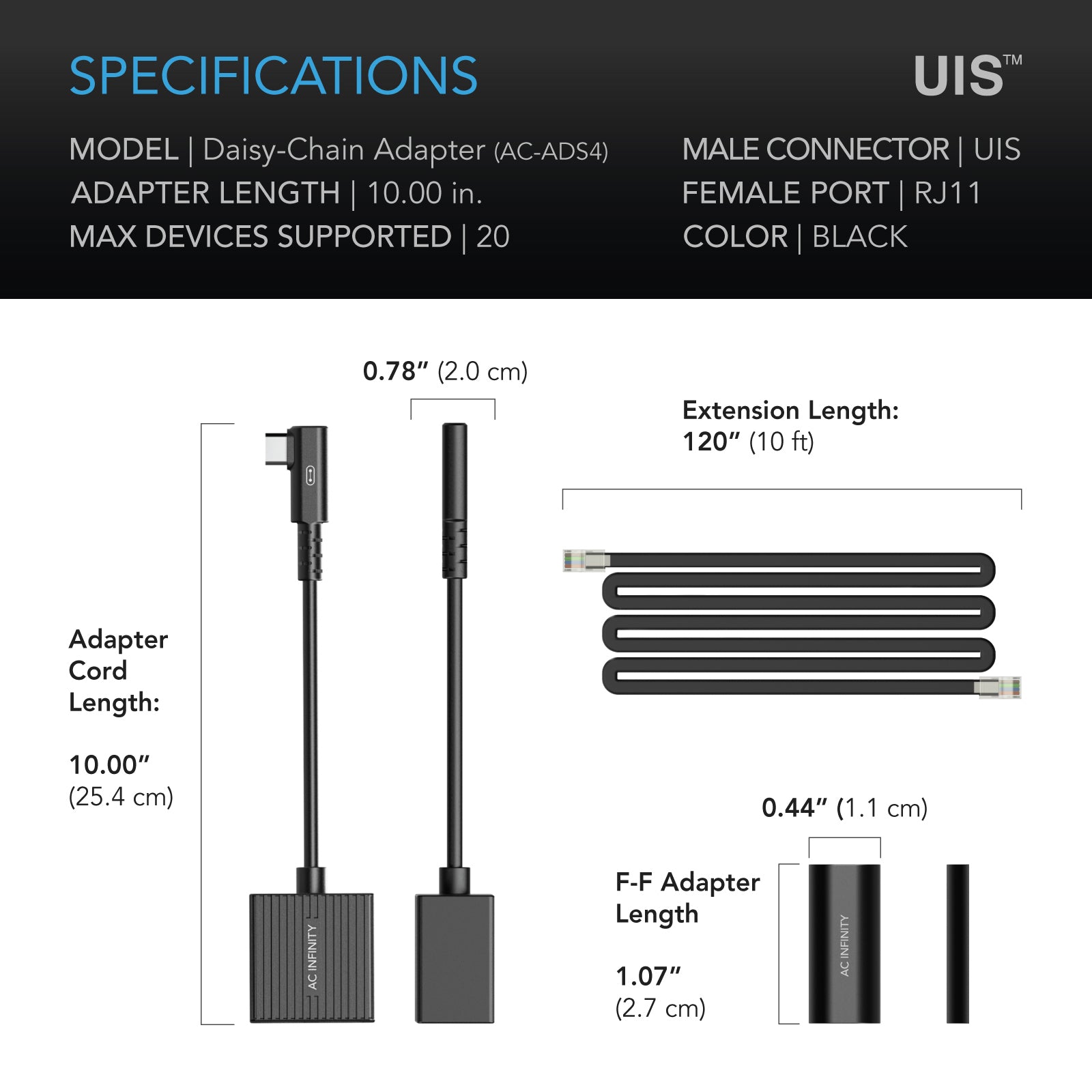AC Infinity UIS Lighting Daisy-Chain Adapter Dongle - CannaFull Spectrum Solutions