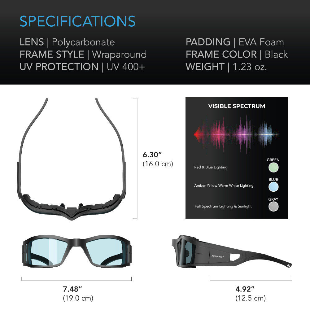 AC Infinity Grow Room Glasses | with 3 Color Corrective Lenses - CannaFull Spectrum Solutions