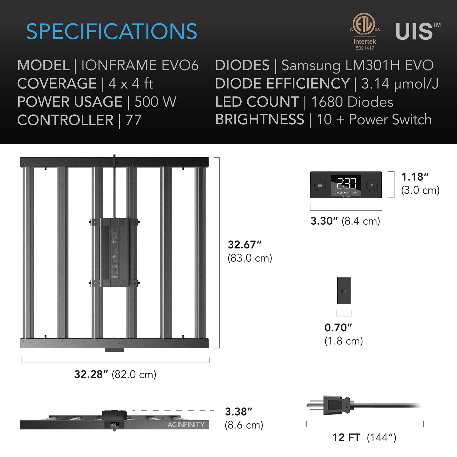 AC Infinity IONFRAME EVO06 Commercial LED Grow Light 500W - CannaFull Spectrum Solutions