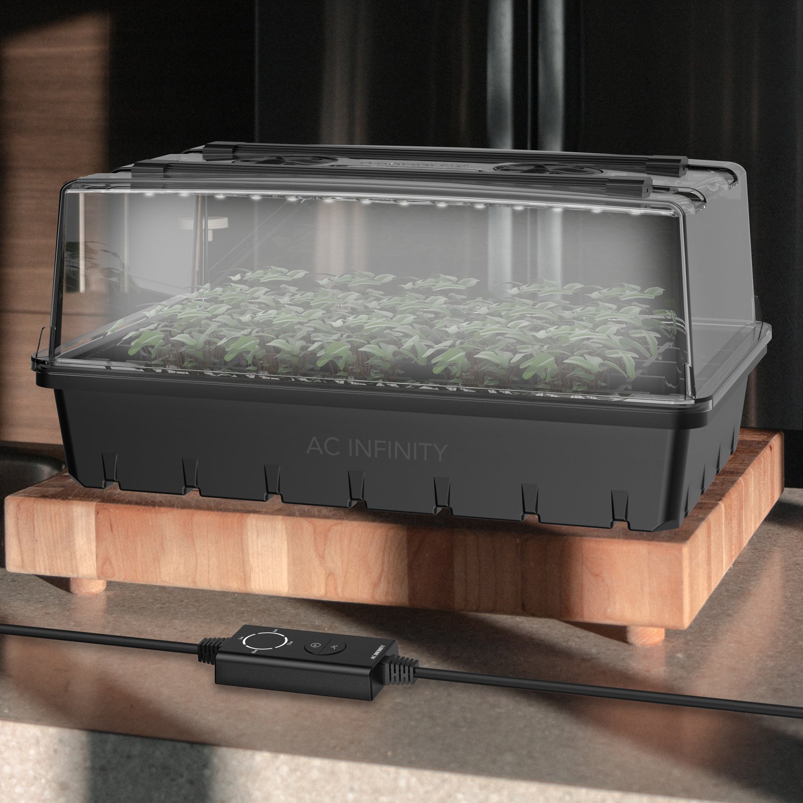 AC Infinity Humidity Dome |  Germination Kit with LED Grow Light Bars |  6x12 Cell Tray - CannaFull Spectrum Solutions