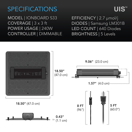 AC Infinity IONBOARD S33 |  Full Spectrum LED Grow Light 240W |  Samsung LM301B |  3x3 Ft. Coverage - CannaFull Spectrum Solutions