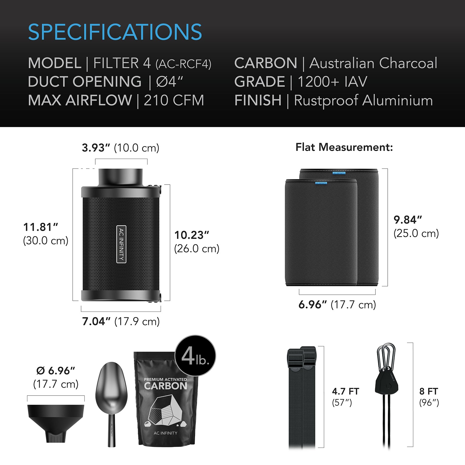 AC Infinity Refillable Carbon Filter Kit |  with Charcoal Refill |  4-Inch - CannaFull Spectrum Solutions