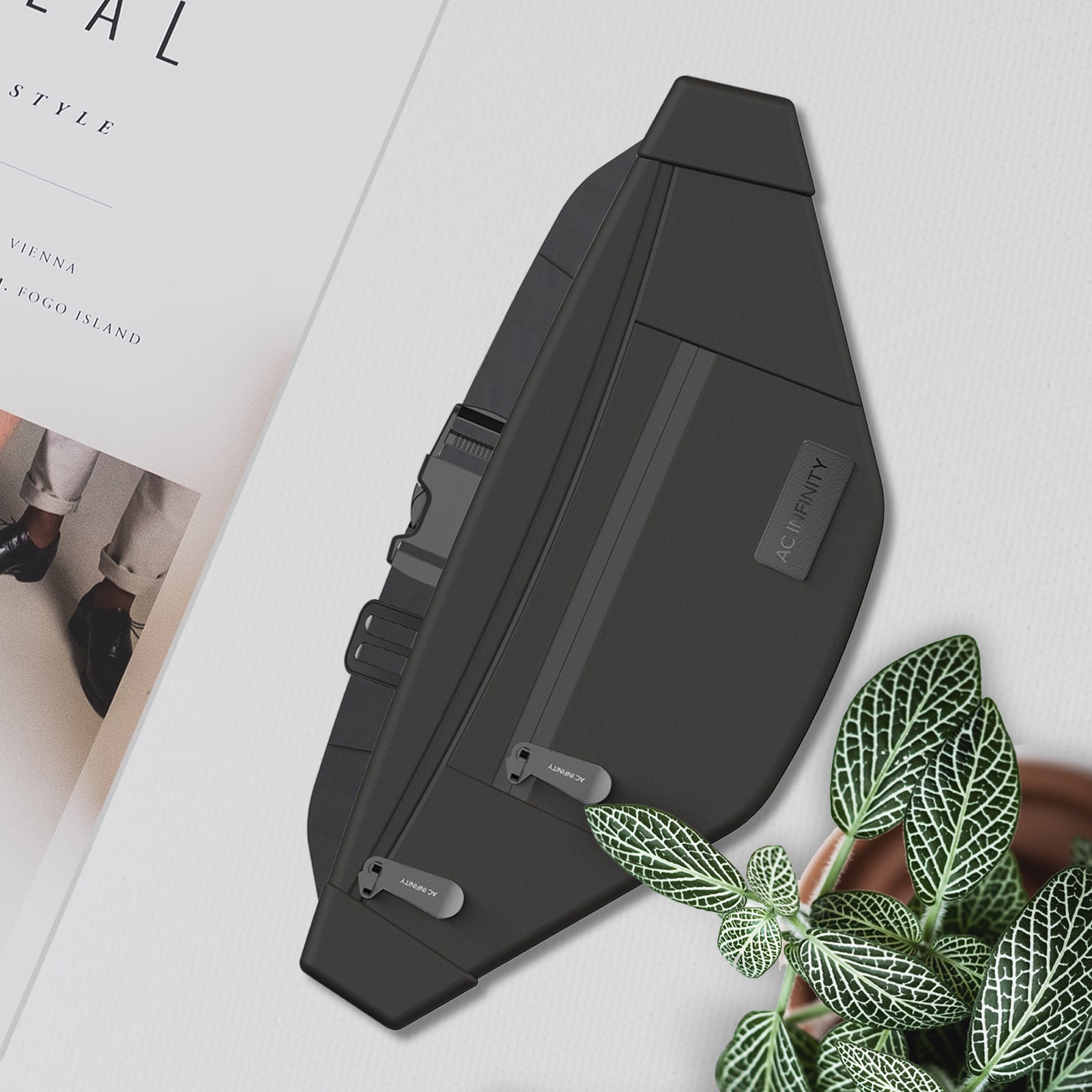 AC Infinity Smell Proof Belt Bag |  Black |  with 900D Nylon Fabric and Carbon Filter Lining - CannaFull Spectrum Solutions