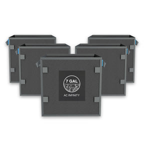 AC Infinity Heavy Duty Reusable Square Fabric Pots |   7 Gallon |  5-Pack - CannaFull Spectrum Solutions