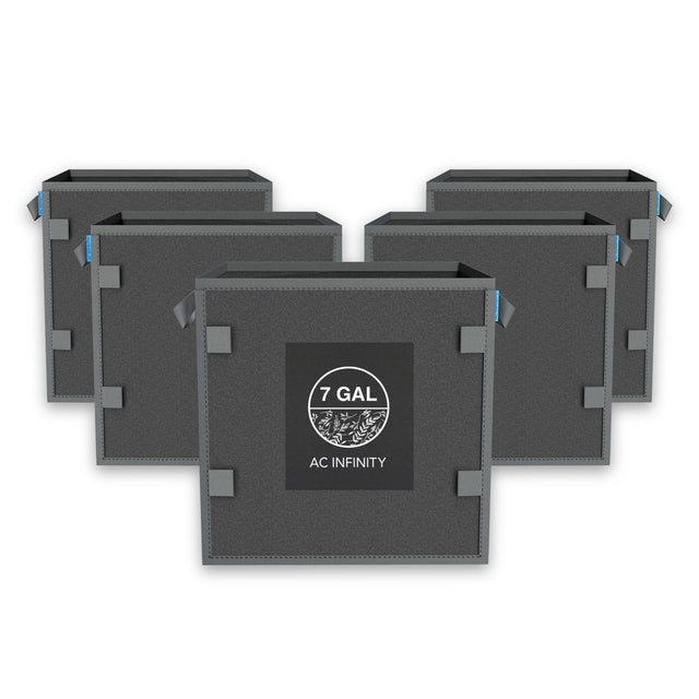 AC Infinity Heavy Duty Reusable Square Fabric Pots |   7 Gallon |  5-Pack - CannaFull Spectrum Solutions