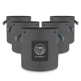 AC Infinity Heavy Duty Reusable Fabric Pots |   3 Gallon |  5-Pack - CannaFull Spectrum Solutions