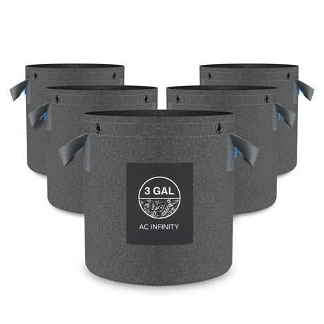 AC Infinity Heavy Duty Reusable Fabric Pots |   3 Gallon |  5-Pack - CannaFull Spectrum Solutions