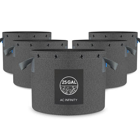 AC Infinity Heavy Duty Reusable Fabric Pots |   25 Gallon |  5-Pack - CannaFull Spectrum Solutions