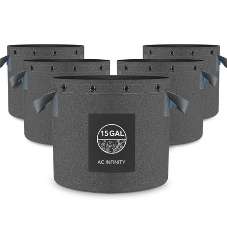AC Infinity Heavy Duty Reusable Fabric Pots |   15 Gallon |  5-Pack - CannaFull Spectrum Solutions