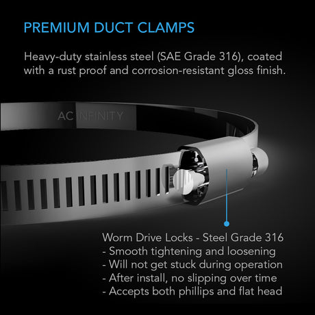 AC Infinity Duct Clamps 8-Inch 2-Pack | SAE Grade 316 Steel - image 2