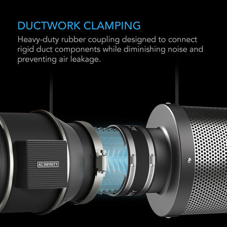 AC Infinity Noise Reduction Clamp |  Duct Coupler with Stainless Steel Clamps |  4-Inch - CannaFull Spectrum Solutions