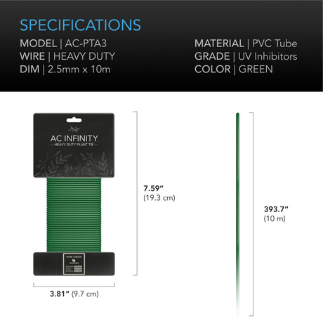 AC Infinity Heavy-Duty Twist Ties |  Thin Rubberized Texture |  10m - CannaFull Spectrum Solutions