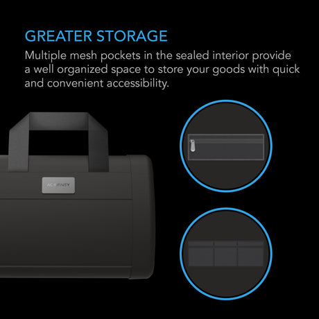 AC Infinity Smell Proof Handbag |  Black |  with 900D Nylon Fabric and Carbon Filter Lining - CannaFull Spectrum Solutions