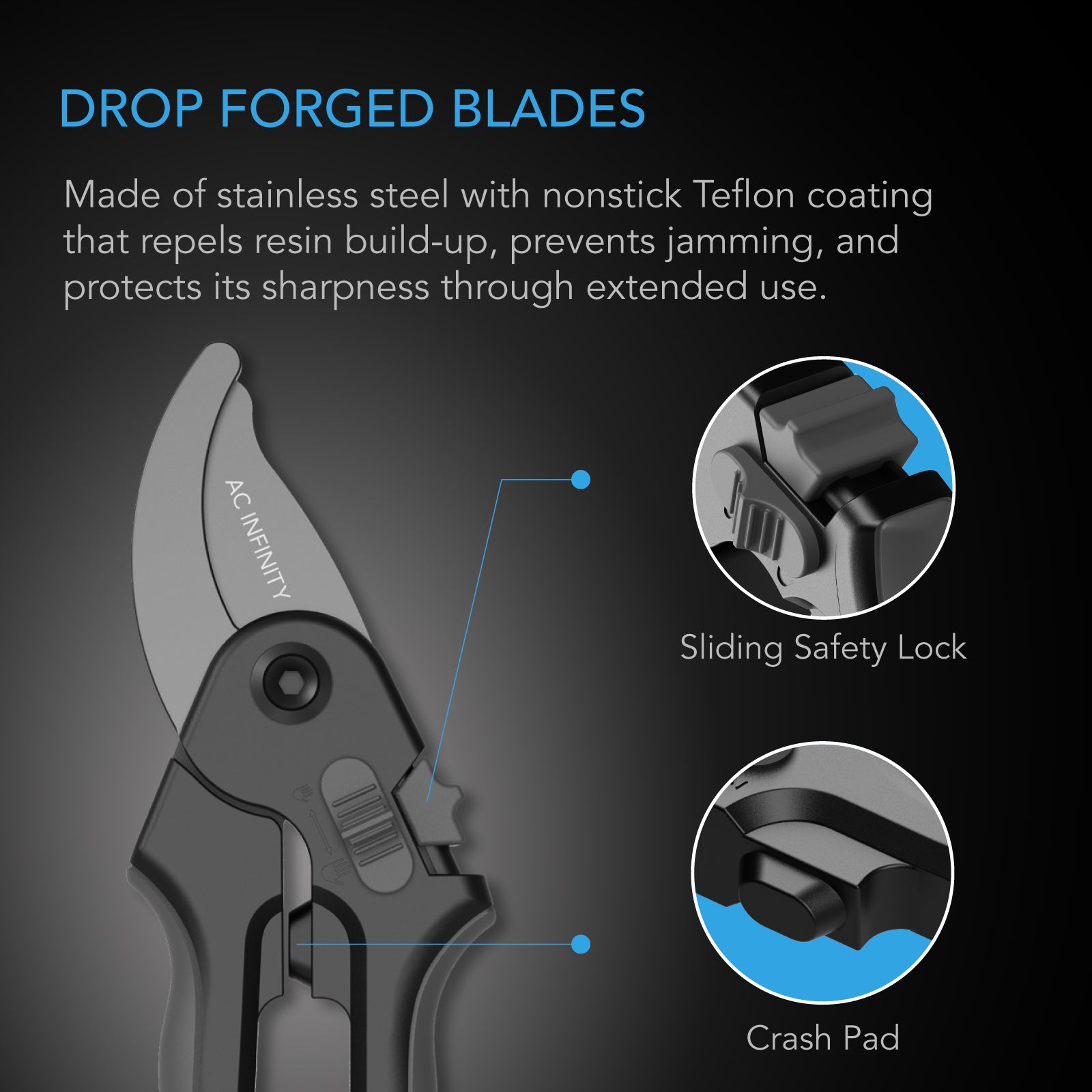 AC Infinity Stainless Steel Pruning Shear |  8” Bypass Blades - CannaFull Spectrum Solutions
