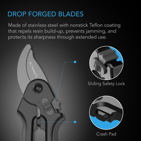 AC Infinity Stainless Steel Pruning Shear |  8” Bypass Blades - CannaFull Spectrum Solutions