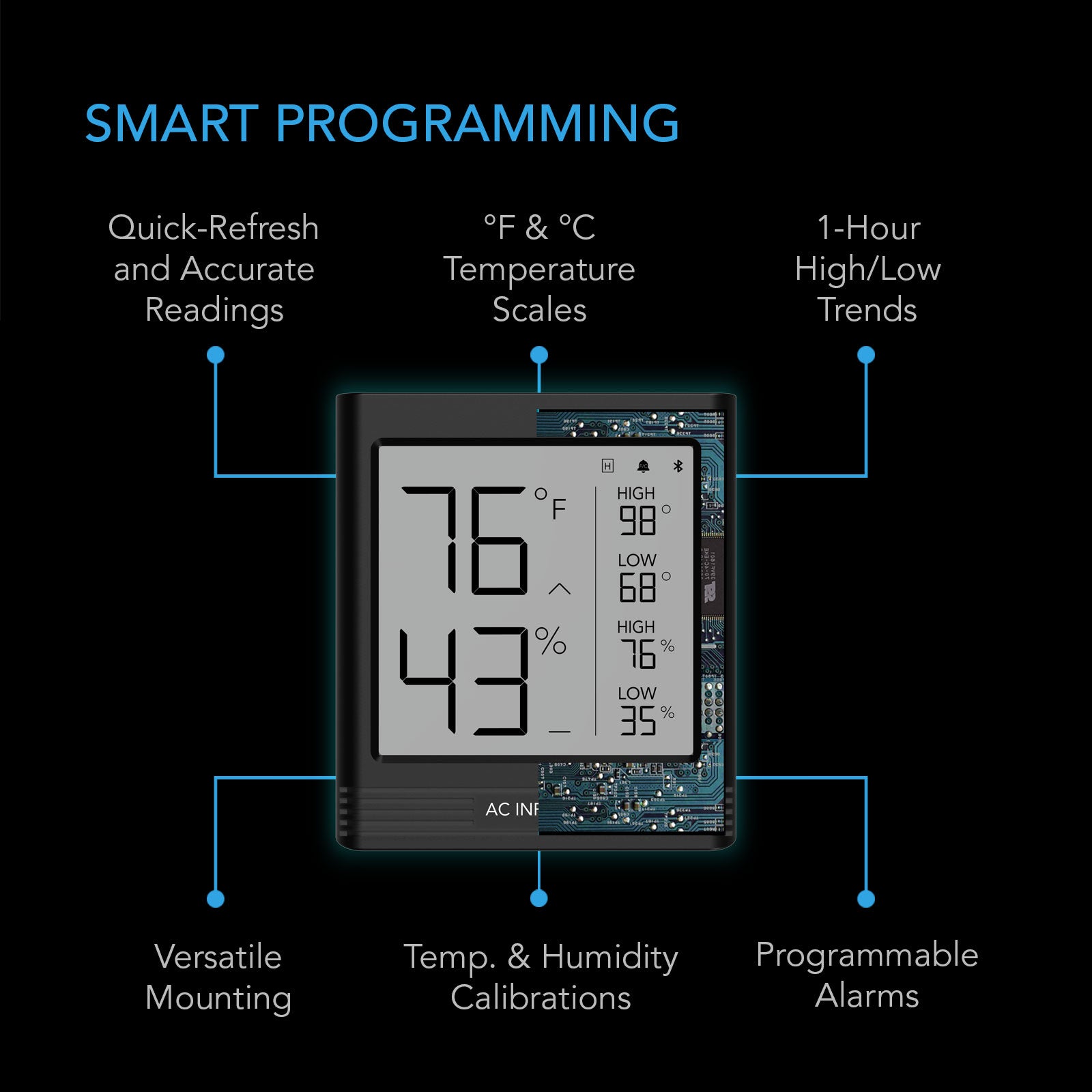 AC Infinity CLOUDCOM B2 |  Smart Thermo-Hygrometer with Data App |  Integrated Sensor Probe - CannaFull Spectrum Solutions