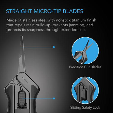 AC Infinity Stainless Steel Pruning Shear |  Ergonomic Lightweight |  6.6” Straight Blades |  2-Pack - CannaFull Spectrum Solutions