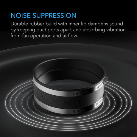 AC Infinity Noise Reduction Clamp |  Duct Coupler with Stainless Steel Clamps |  8-Inch - CannaFull Spectrum Solutions