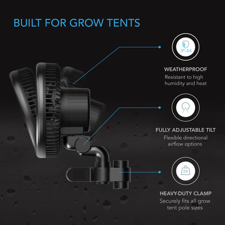 AC Infinity CLOUDRAY A6 |  Grow Tent Clip Fan 6” with 10 Speeds |  EC-Motor |  Manual Swivel - CannaFull Spectrum Solutions