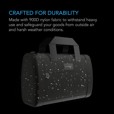 AC Infinity Smell Proof Handbag |  Black |  with 900D Nylon Fabric and Carbon Filter Lining - CannaFull Spectrum Solutions