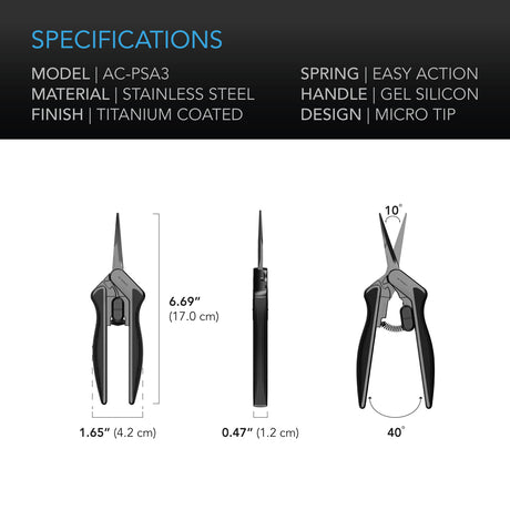 AC Infinity Stainless Steel Pruning Shear |  Ergonomic Lightweight |  6.6” Straight Blades - CannaFull Spectrum Solutions