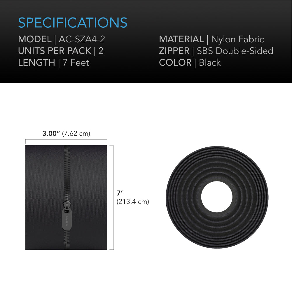 AC Infinity Peel and Stick Zipper |  7 ft. x 3 in. Double Sided |  2-Pack - CannaFull Spectrum Solutions