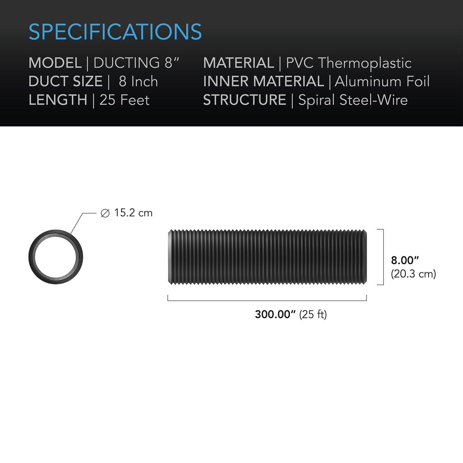 AC Infinity Flexible Four-Layer Ducting |  25-Ft Long |  8-Inch - CannaFull Spectrum Solutions