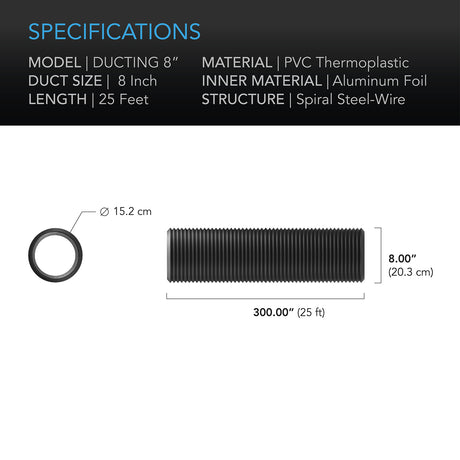 AC Infinity Flexible Four-Layer Ducting |  25-Ft Long |  8-Inch - CannaFull Spectrum Solutions