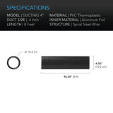 AC Infinity Flexible Four-Layer Ducting |  8-Ft Long |  4-Inch - CannaFull Spectrum Solutions
