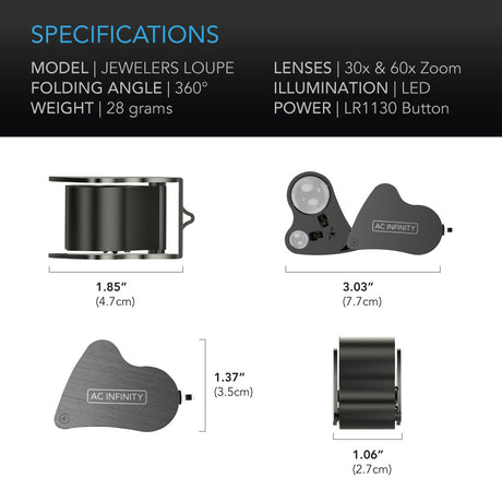 AC Infinity Jewelers Loupe 30x/60x LED | Dual-Lens Pocket Loupe - image 5